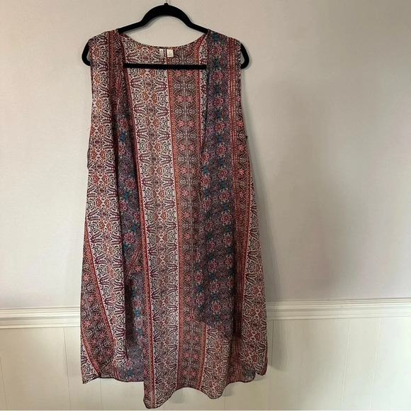 Cato Women’s Sleeveless Lightweight Open Draped Front Multicolor Vest Size L GUC - Picture 2 of 6